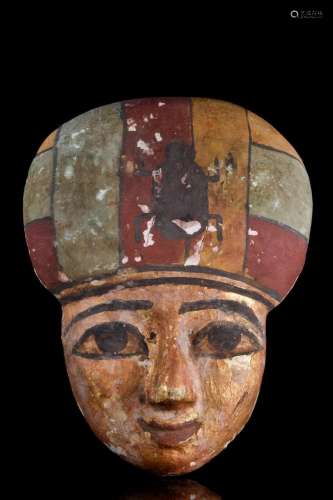 EGYPTIAN GILT WOOD SARCOPHAGUS MASK