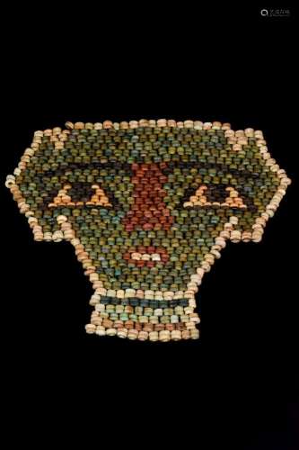 EGYPTIAN FAIENCE BEADED MUMMY MASK