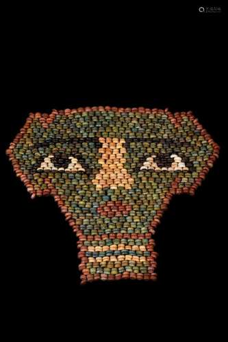 EGYPTIAN FAIENCE BEADED MUMMY MASK