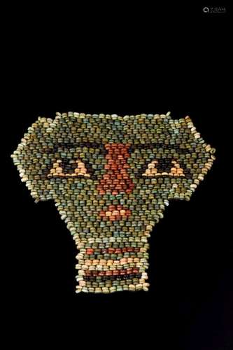 EGYPTIAN FAIENCE BEADED MUMMY MASK