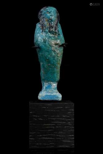 EGYPTIAN FAIENCE BICHROME SHABTI