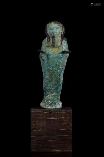 EGYPTIAN FAIENCE BICHROME SHABTI