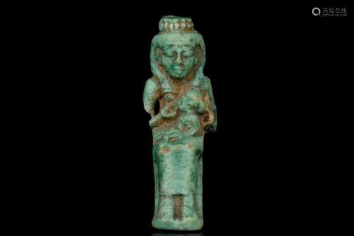 EGYPTIAN FAIENCE ISIS AND HORUS AMULET