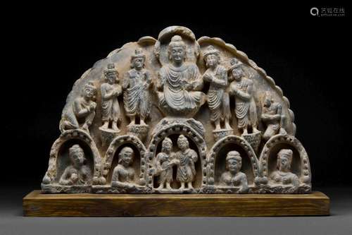 GANDHARAN SCHIST RELIEF PANEL FROM A CHAITYA ARCH