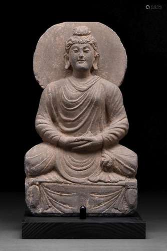 GANDHARAN SCHIST SEATED BODHISATTVA