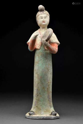 CHINESE TANG DYNASTY TERRACOTTA FEMALE ATTENDANT- TL TESTED