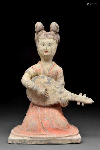 CHINESE TANG DYNASTY TERRACOTTA FEMALE MUSICIAN - TL TESTED