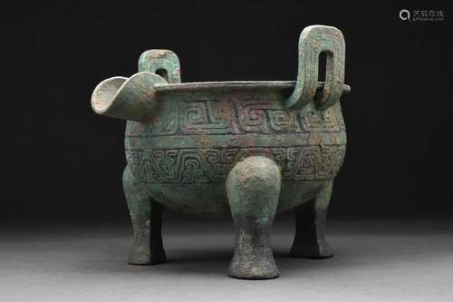 CHINESE BRONZE RITUAL TRIPOD POURING VESSEL (YI DING) - XRF ...