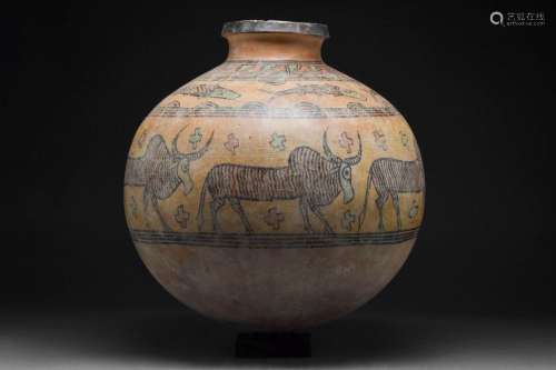 INDUS VALLEY TERRACOTTA VESSEL WITH ANIMALS - TL TESTED
