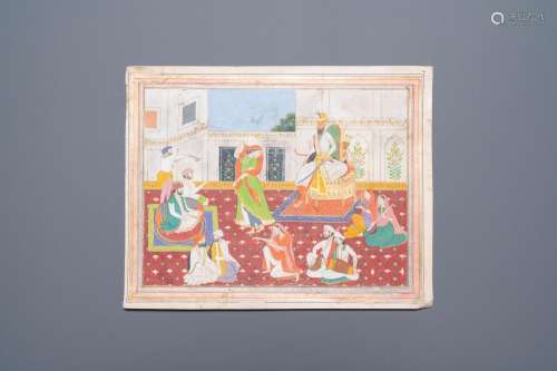 Indian school miniature: 'Audience with Maharaja Ranjit Sing...