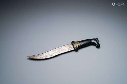 A Mughal dagger with black hardstone camel head grip, India,...