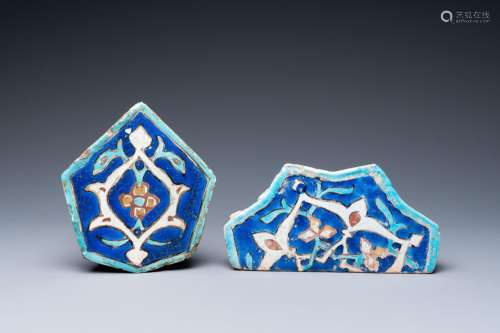 Two Timurid cuerda seca tiles, Khargird, North-East Iran, mi...