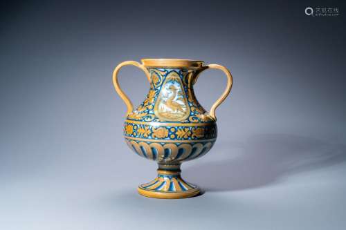 A two-handled gold-luster baluster vase after a Deruta examp...