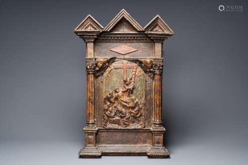 A large polychromed wooden and terra cotta 'Descent from the...