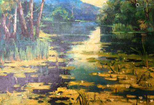 NO RESERVED Oil painting River landscape Nestor Mitrofanovic...