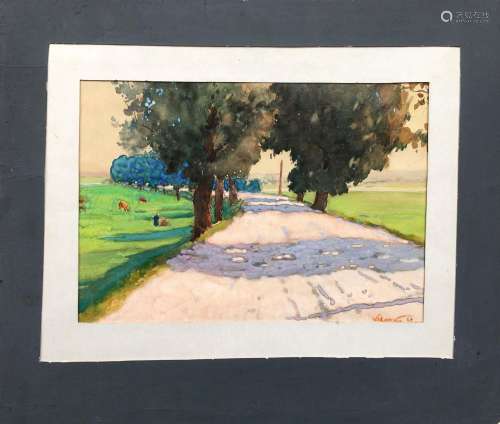 NO RESERVED Watercolor painting Road to town Tsyupka Ivan Ki...