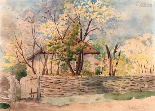 NO RESERVED Watercolor painting Native home Tsyupka Ivan Kir...