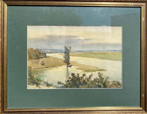 NO RESERVED Watercolor painting River landscape Unknown arti...