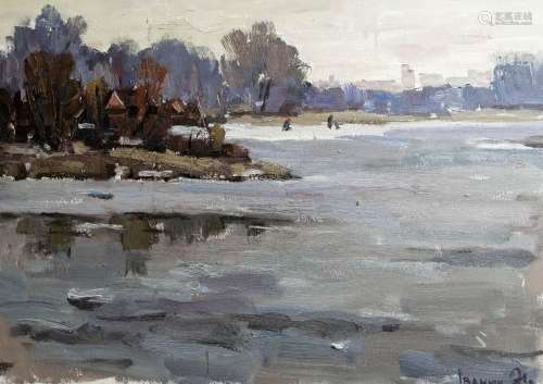 NO RESERVED Oil painting Dnieper embankment Kalenyuk Alex