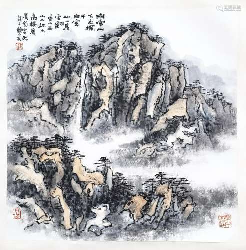 CHINESE SCROLL PAINTING OF MOUNTAIN VIEWS SIGNED BY LAI SHAO...