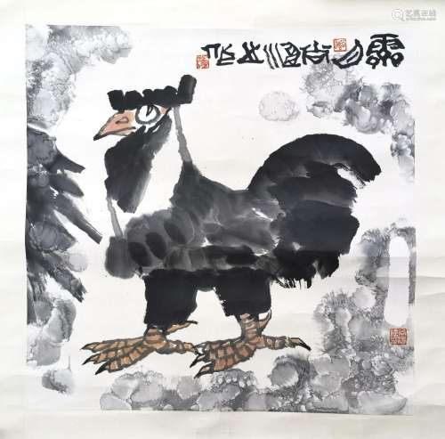 CHINESE SCROLL PAINTING OF ROOSTER SIGNED BY SHANG TAO