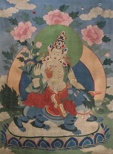 TIBETAN KESI EMBROIDERY SEATED BUDDHA THANGKA