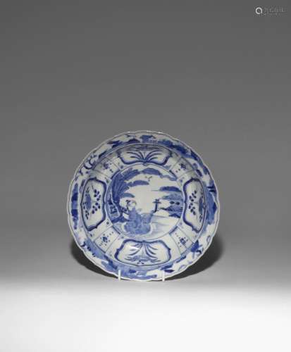 A JAPANESE ARITA BLUE AND WHITE SHALLOW BOWL