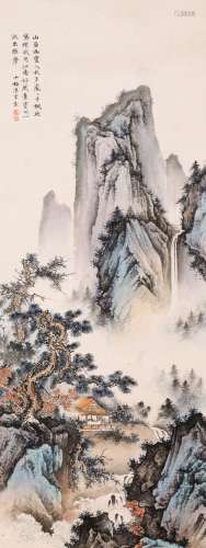 CHINESE SCROLL PAINTING OF MOUNTAIN VIEWS SIGNED BY CHEN SHA...