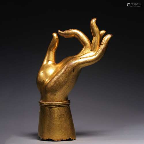 CHINESE GILT BRONZE BUDDHA HAND