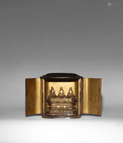 A JAPANESE LACQUERED WOOD ZUSHI (PORTABLE SHRINE)