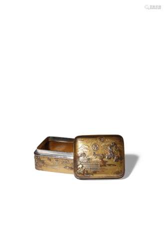 A SMALL JAPANESE GOLD AND SILVER LACQUER KOGO (INCENSE BOX A...