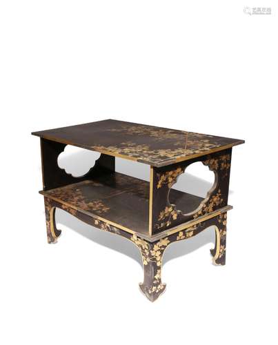 A JAPANESE GOLD AND BLACK LACQUER KAZARIDANA (ORNAMENTAL SHE...