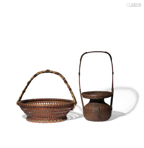 TWO JAPANESE BAMBOO BASKETS (HANAKAGO)