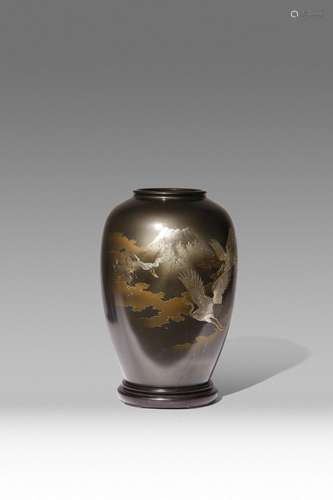 A JAPANESE INLAID BRONZE VASE