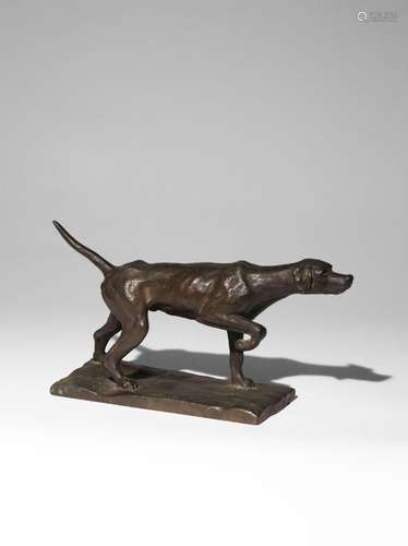 A JAPANESE BRONZE MODEL OF A POINTER