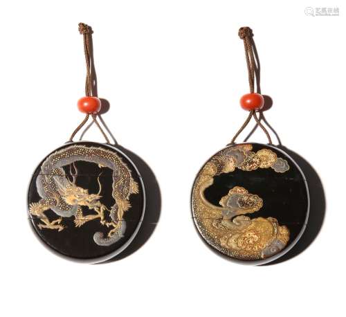 AN UNUSUAL JAPANESE CIRCULAR TWO-CASE INRO