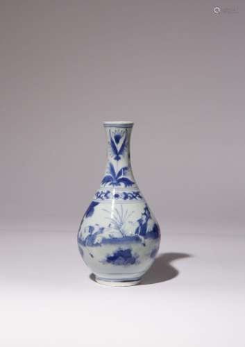 A CHINESE BLUE AND WHITE 'BOYS' BOTTLE VASE