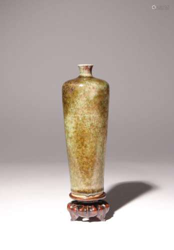 A CHINESE PEACHBLOOM GLAZED TAPERING CYLINDRICAL VASE