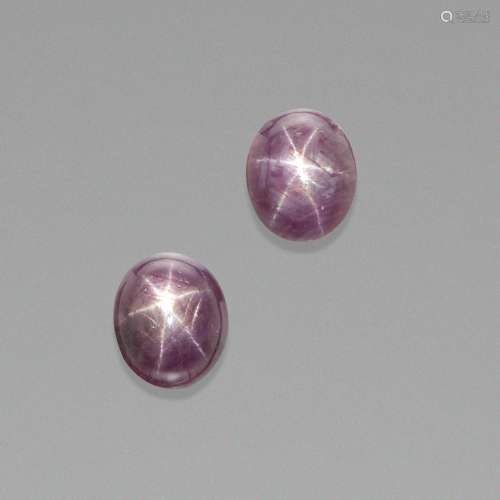Pair of Purple Star Sapphire Cabochons