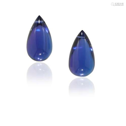 Superb Pair of Drop-shaped Tanzanites