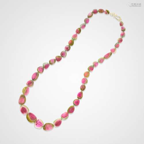 Hot Pink and Green Watermelon Tourmaline Necklace