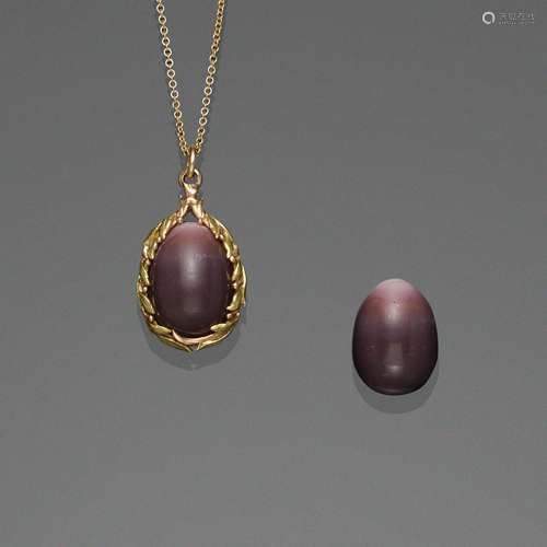 Large Purple Non-nacreous Pearl Pendant &#8212;"Qua...