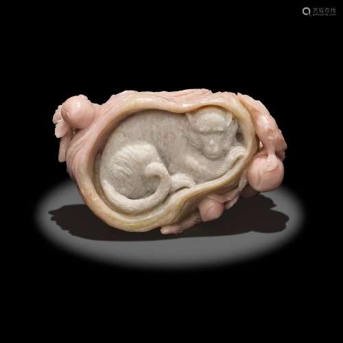 Pink Opal Carving of a Monkey