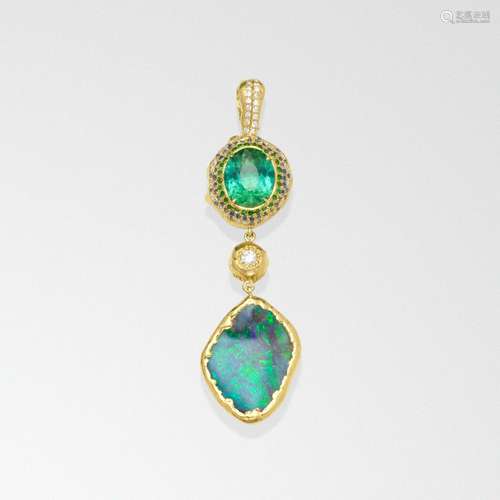 "Paraiba-type" Tourmaline, Diamond and Boulder Opa...