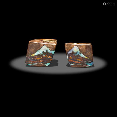 Opalized Wood "Split"--A Picture Stone--"Moun...