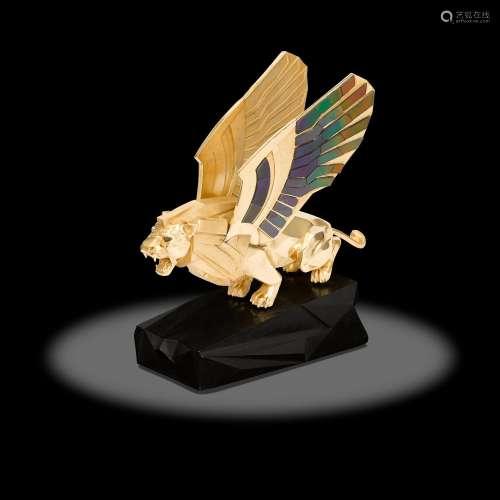 Silver-gilt and Ammolite Sculpture--"The Golden Gryphon...