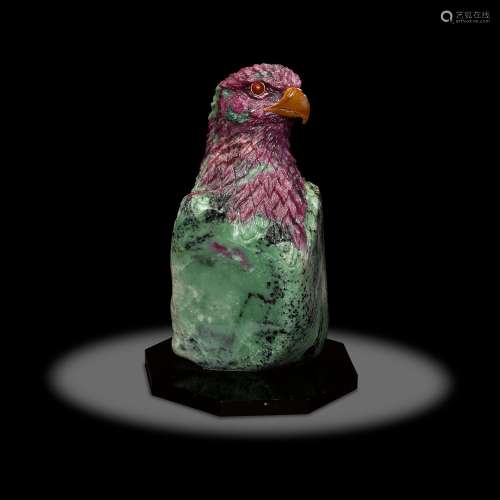Impressive Ruby-in-Zoisite Carving of an Eagle by Luis Alber...