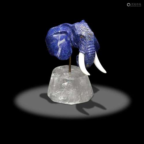 Lapis Lazuli Carving of an Elephant Head