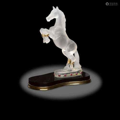 Fine Rock Crystal Carving of a Horse with Ruby and Obsidian ...