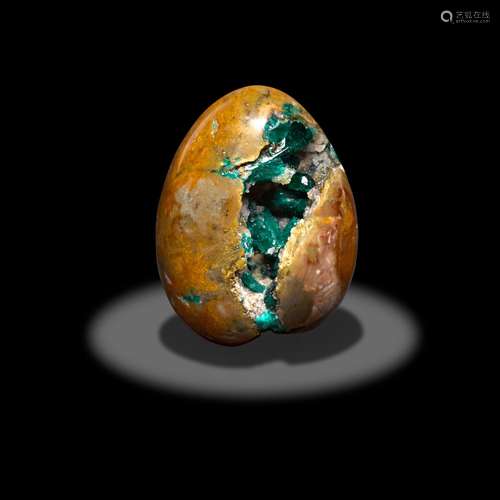 Dioptase in Matrix Egg-form Carving